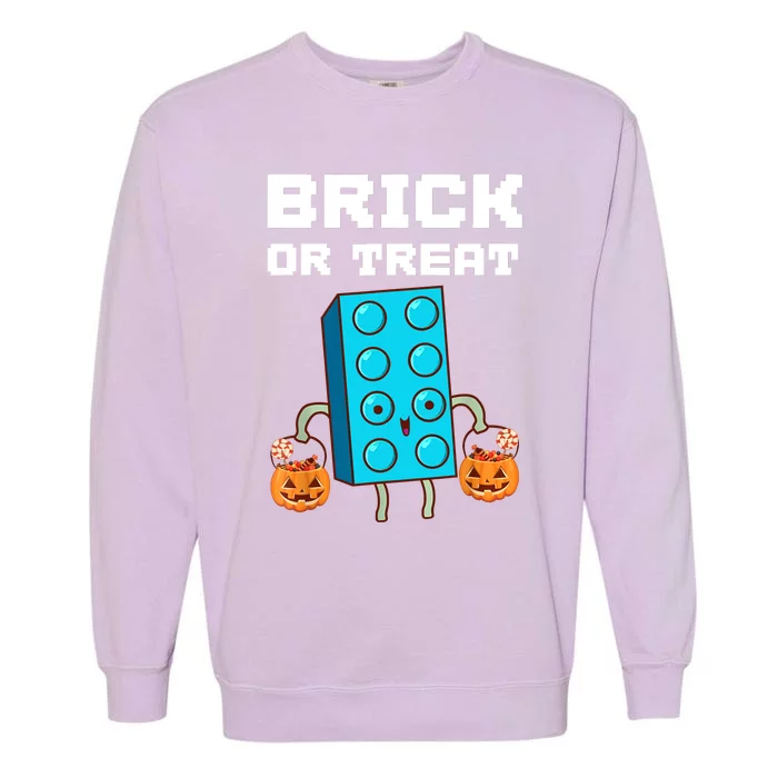 Block Building Halloween Brick Or Treat Kids Master Builder Garment-Dyed Sweatshirt