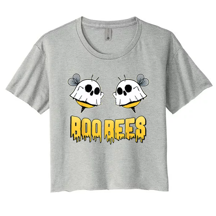 Boo Bees Halloween Funny Costume For Adult Women Bee Couple Women's Crop Top Tee