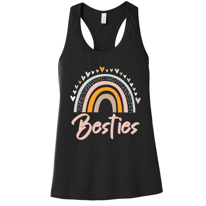 Besties BFF Heart Best Friends Bestie Women's Racerback Tank