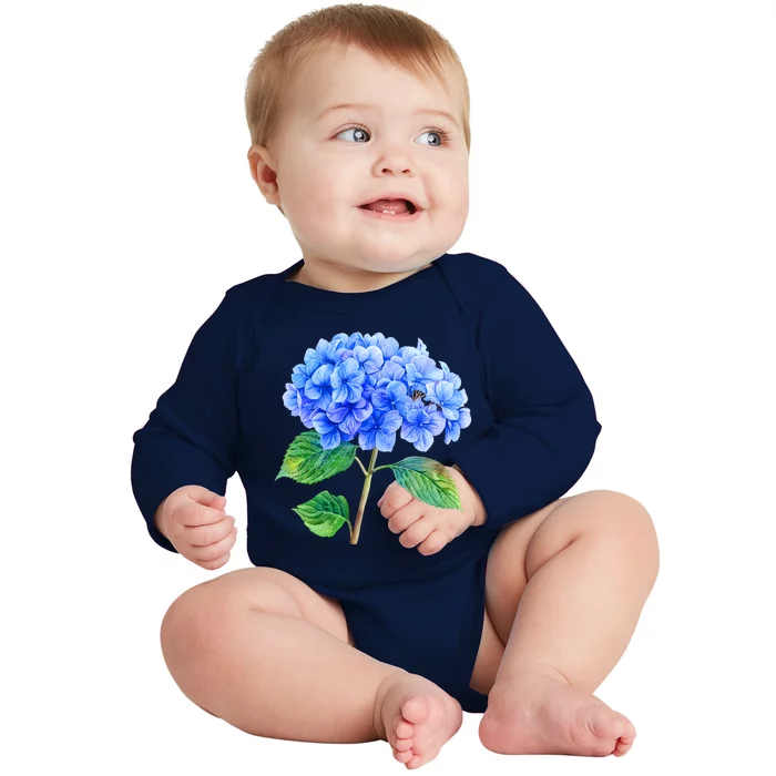 Beautiful Blue Hydrangea Flowers Baby Long Sleeve Bodysuit