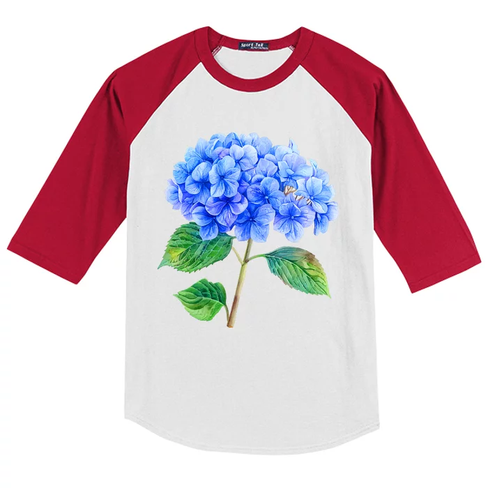 Beautiful Blue Hydrangea Flowers Kids Colorblock Raglan Jersey