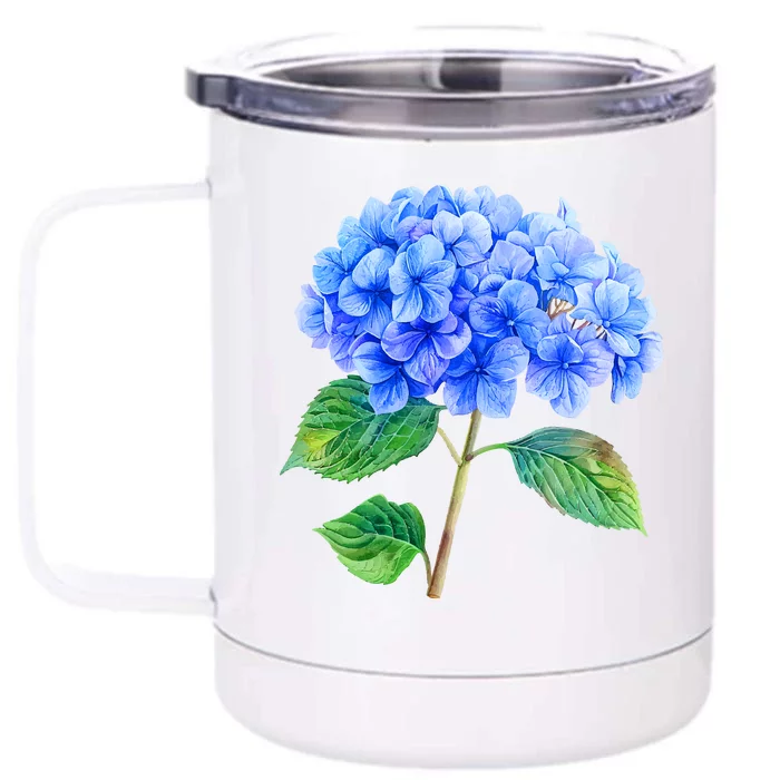 Beautiful Blue Hydrangea Flowers Front & Back 12oz Stainless Steel Tumbler Cup