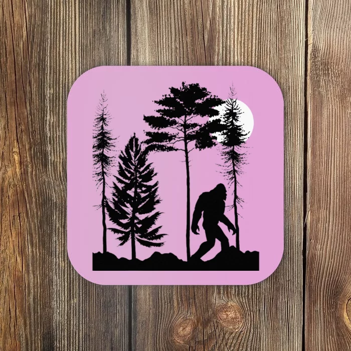 Bigfoo Bigfoot Hiding In Forest At Night Sasquatch Coaster