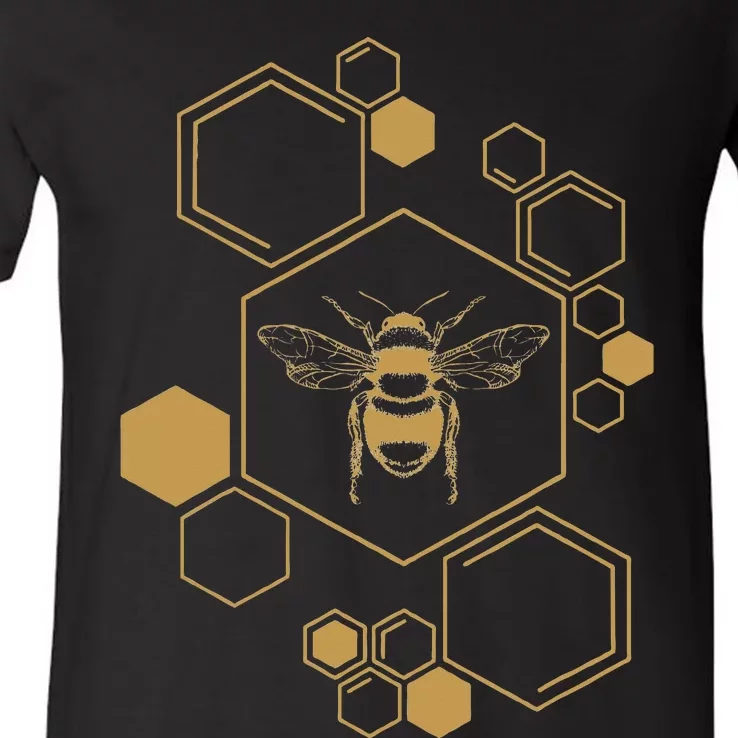 Bee Beekeeping Honeycomb Honey Beekeeper Bee V-Neck T-Shirt