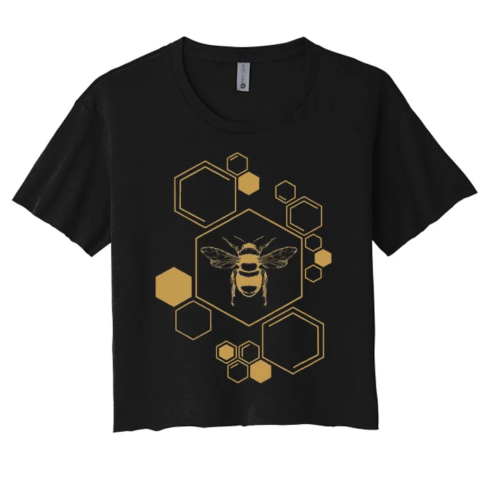 Bee Beekeeping Honeycomb Honey Beekeeper Bee Women's Crop Top Tee