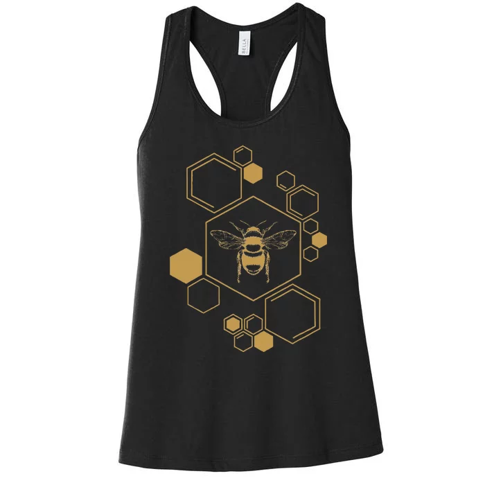 Bee Beekeeping Honeycomb Honey Beekeeper Bee Women's Racerback Tank