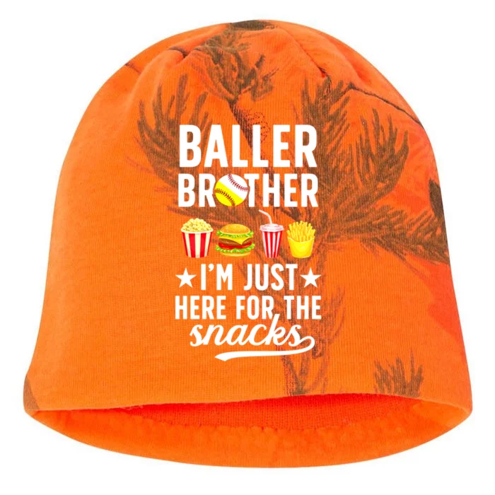 Baller Brother Here For The Snacks Baseball Softball Brother Gift Kati - Camo Knit Beanie