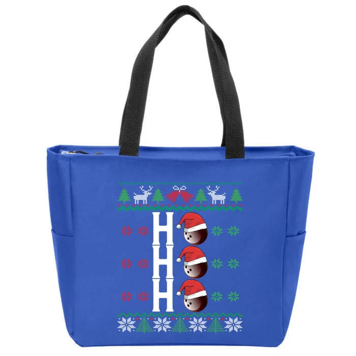 Bowling Ball Ho Ho Ho Ugly Christmas Bowler Cool Gift Zip Tote Bag