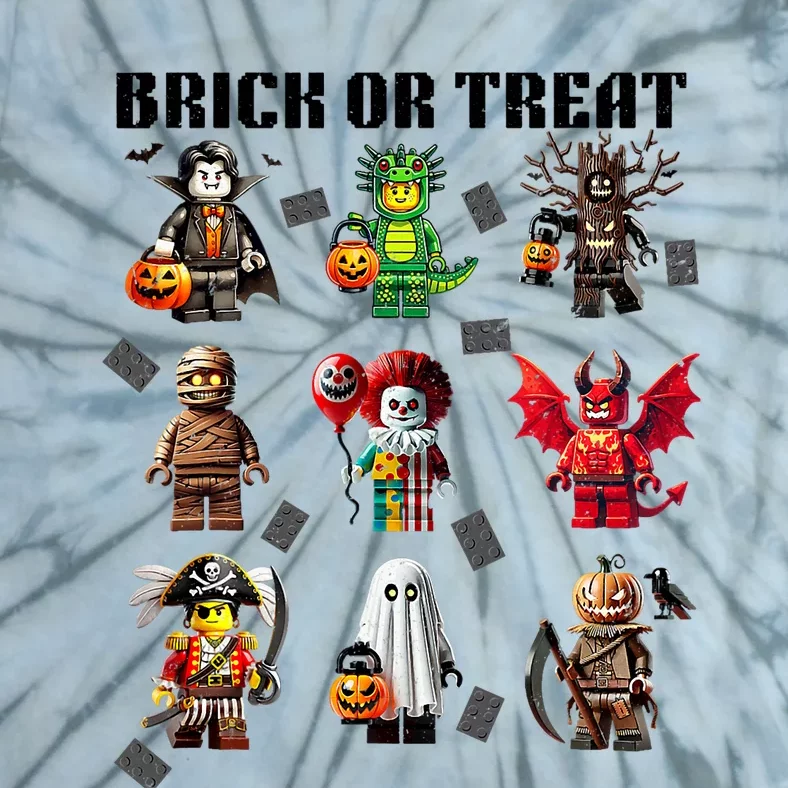 Building Bricks Halloween Brick Or Treat Costume Monsters Tie-Dye T-Shirt