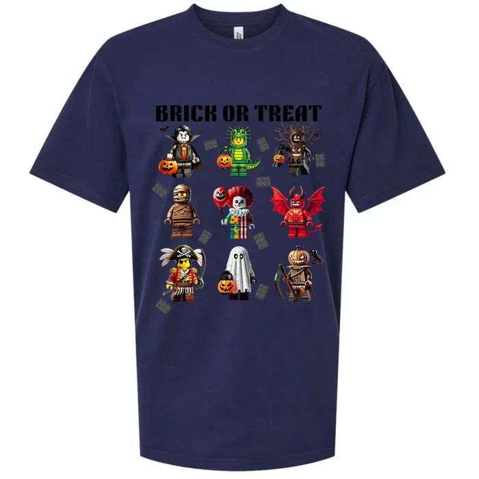 Building Bricks Halloween Brick Or Treat Costume Monsters Sueded Cloud Jersey T-Shirt