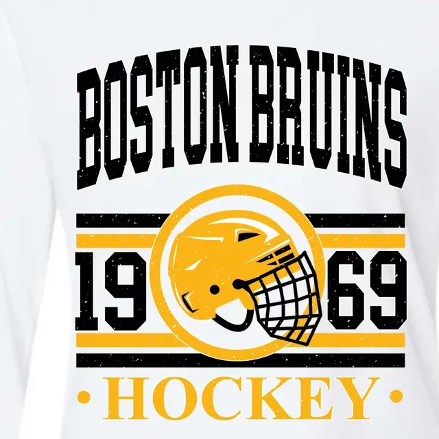 Boston Bruin Hockey Team Supporter Womens Cotton Relaxed Long Sleeve T-Shirt