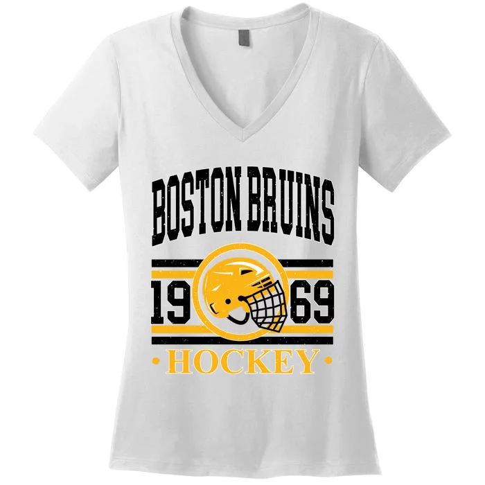 Boston Bruin Hockey Team Supporter Women's V-Neck T-Shirt