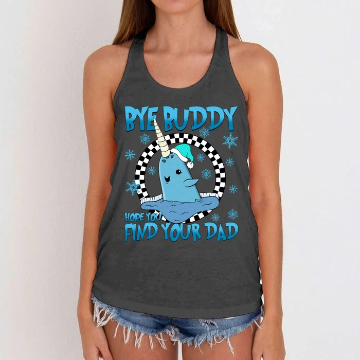 Bye Buddy Hope You Find Your Dad Buddy Christmas Movies Women's Knotted Racerback Tank