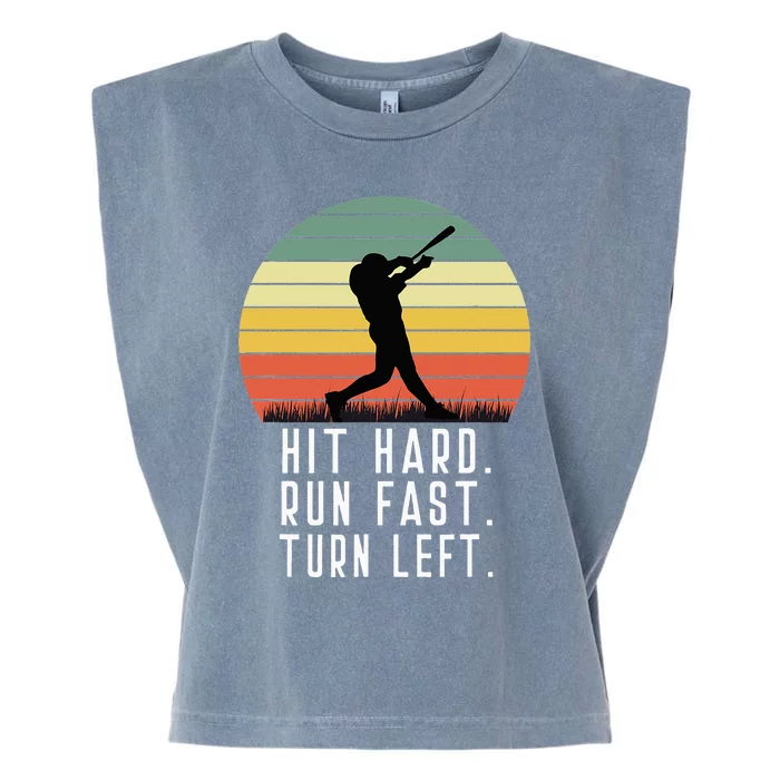 Baseball Batter Homerun Hit Hard Run Fast Turn Left Vintage Garment-Dyed Women's Muscle Tee