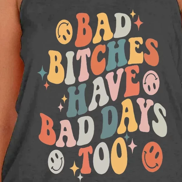 Bad Bitches Have Bad Days Too Funny Sarcastic Humor Retro Women's Knotted Racerback Tank