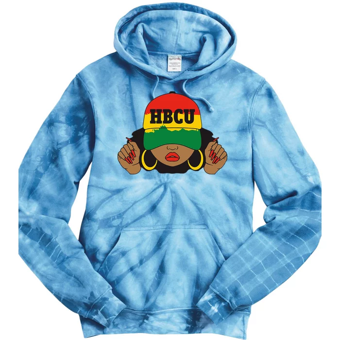 Beautiful Black Hbcu Student In Hat Tie Dye Hoodie