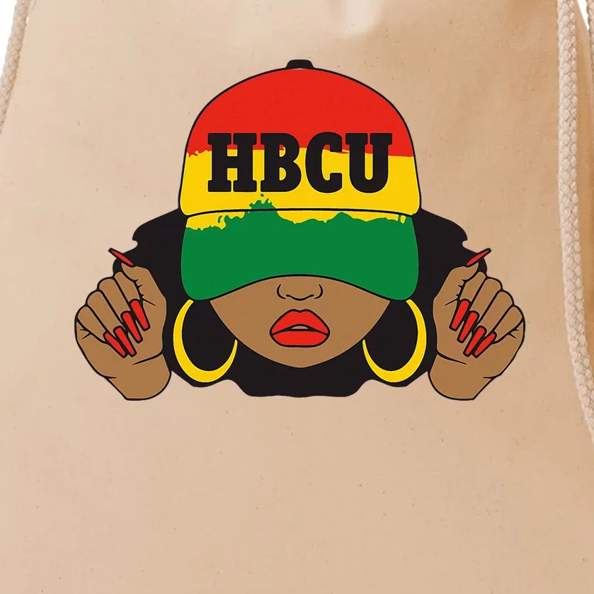 Beautiful Black Hbcu Student In Hat Drawstring Bag