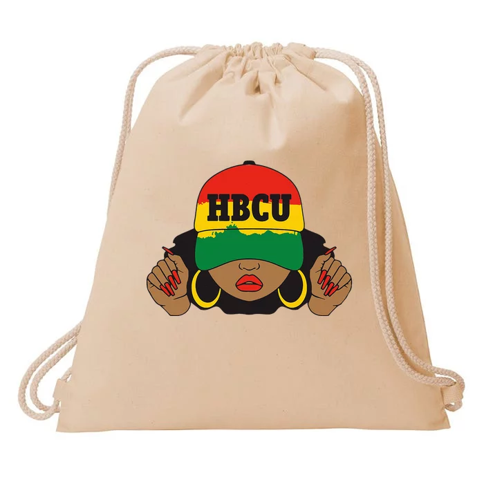 Beautiful Black Hbcu Student In Hat Drawstring Bag