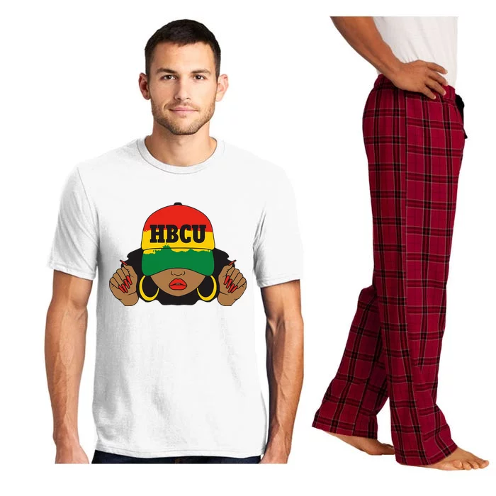 Beautiful Black Hbcu Student In Hat Pajama Set