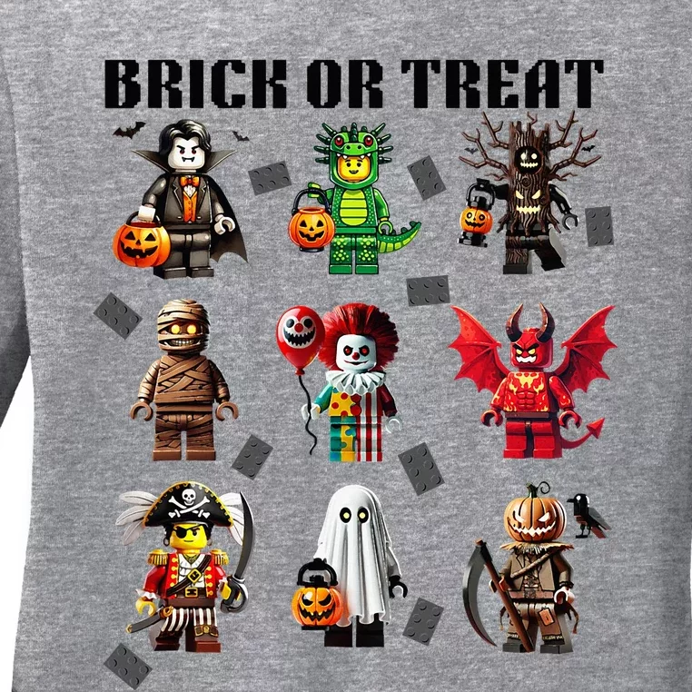 Building Bricks Halloween Brick Or Treat Ladies Long Sleeve Shirt