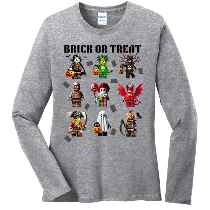 Building Bricks Halloween Brick Or Treat Ladies Long Sleeve Shirt