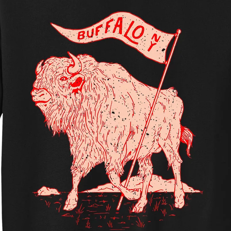 Bison Buffalo Holds A Flag Say Buffalow Ny New York Sweatshirt