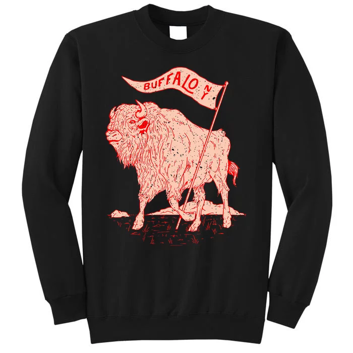 Bison Buffalo Holds A Flag Say Buffalow Ny New York Sweatshirt