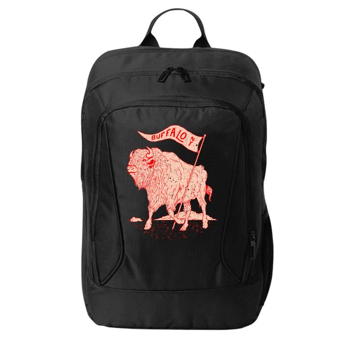 Bison Buffalo Holds A Flag Say Buffalow Ny New York City Backpack