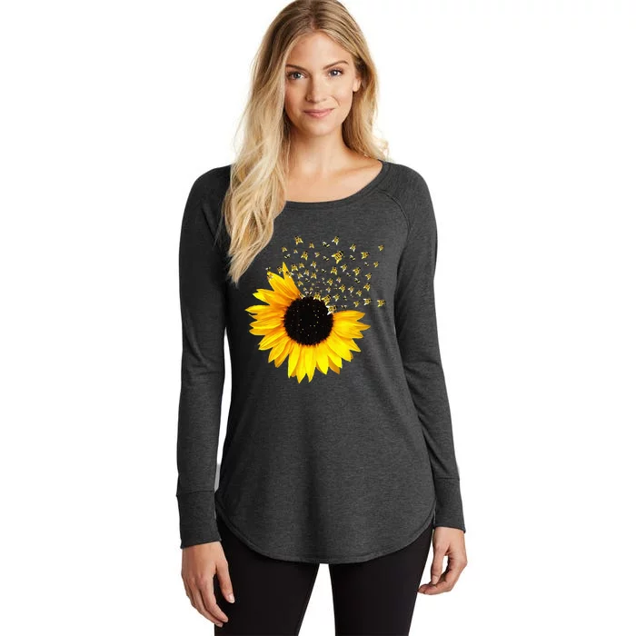 Bumble Bee. Honey Bees. Bee Lover. Sunflower. Yellow Flowers Women's Perfect Tri Tunic Long Sleeve Shirt