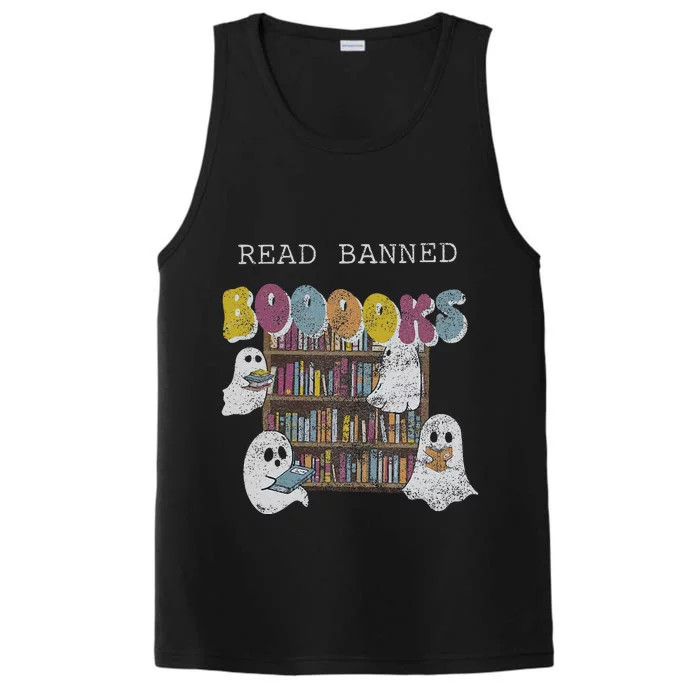 Banned Books Halloween Cute Ghosts Sweat Librarian S Fall En Performance Tank