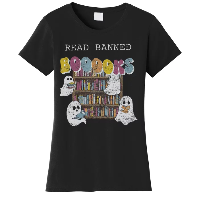 Banned Books Halloween Cute Ghosts Sweat Librarian S Fall En Women's T-Shirt