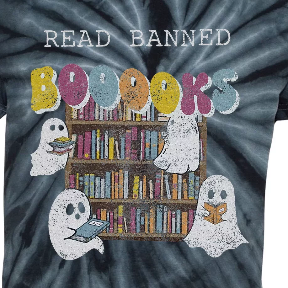 Banned Books Halloween Cute Ghosts Sweat Librarian S Fall En Kids Tie-Dye T-Shirt