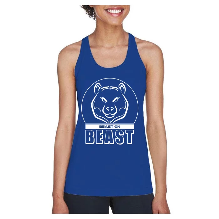 Beast Bear Head Gym Fitness Training Workout Bodybuilding Funny Gift Women's Racerback Tank