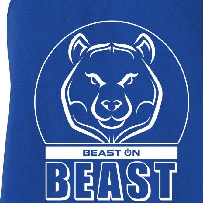 Beast Bear Head Gym Fitness Training Workout Bodybuilding Funny Gift Women's Racerback Tank