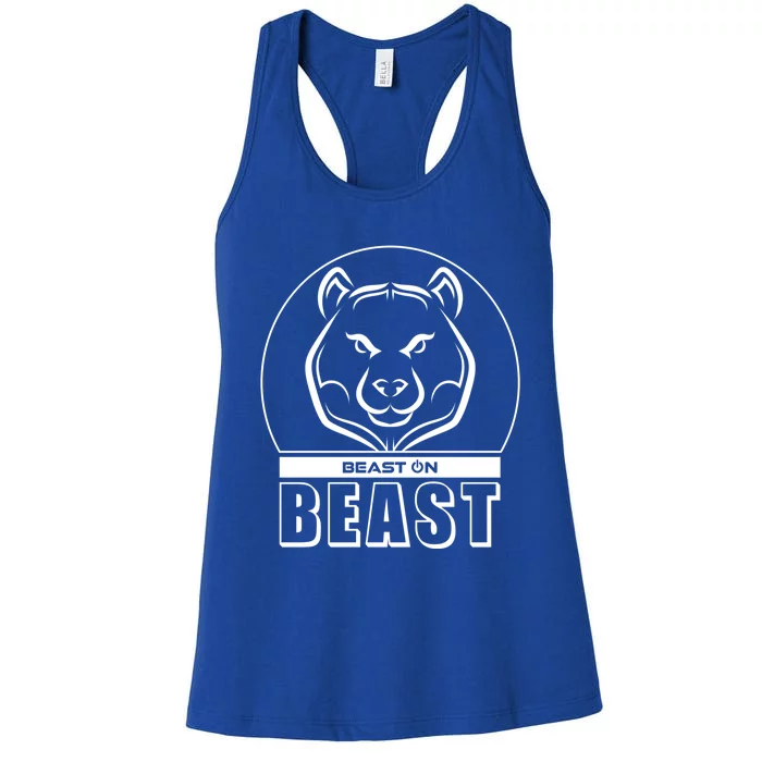 Beast Bear Head Gym Fitness Training Workout Bodybuilding Funny Gift Women's Racerback Tank