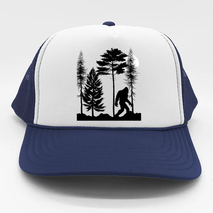 Bigfoot Bigfoot Hiding in Forest At Night Sasquatch Trucker Hat