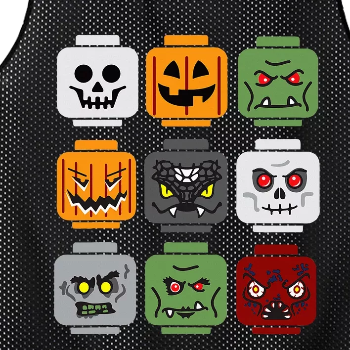 Building Brick Head Pumpkin Ghost Zombie Friends Mesh Reversible Basketball Jersey Tank