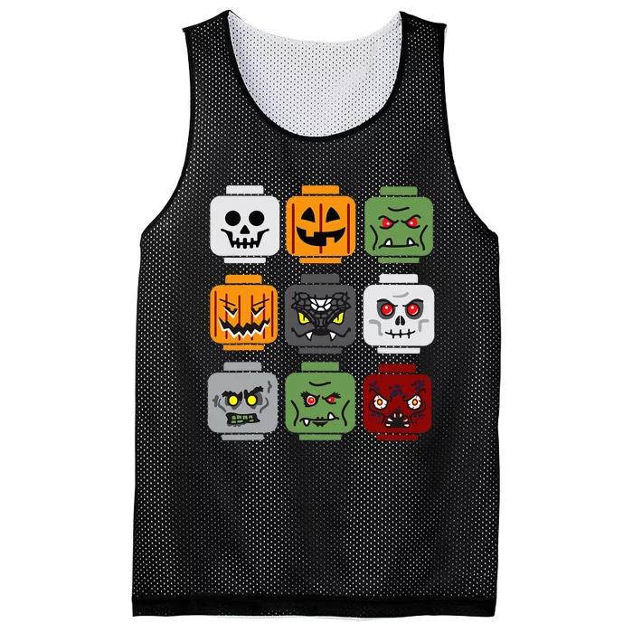 Building Brick Head Pumpkin Ghost Zombie Friends Mesh Reversible Basketball Jersey Tank