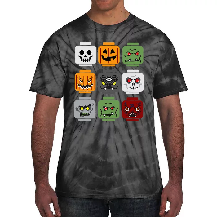 Building Brick Head Pumpkin Ghost Zombie Friends Tie-Dye T-Shirt