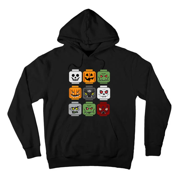 Building Brick Head Pumpkin Ghost Zombie Friends Tall Hoodie