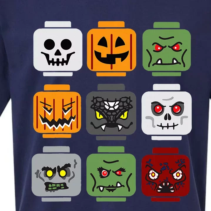 Building Brick Head Pumpkin Ghost Zombie Friends Sueded Cloud Jersey T-Shirt