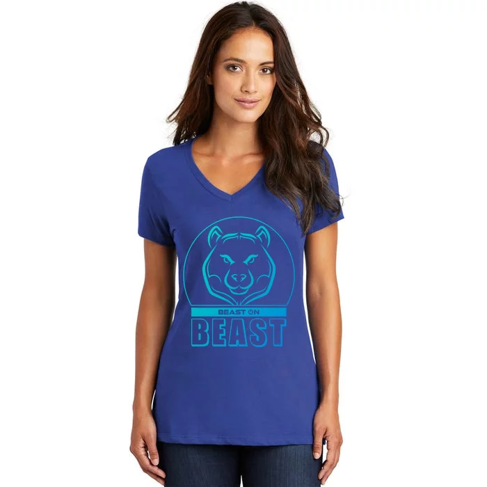 Beast Bear Head Gym Fitness Training Workout Bodybuilding Funny Gift Women's V-Neck T-Shirt