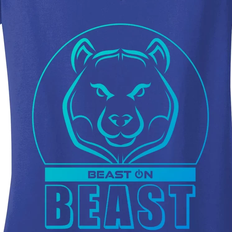 Beast Bear Head Gym Fitness Training Workout Bodybuilding Funny Gift Women's V-Neck T-Shirt