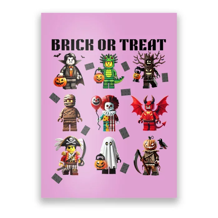 Building Bricks Halloween Brick Or Treat Costume Monsters Poster