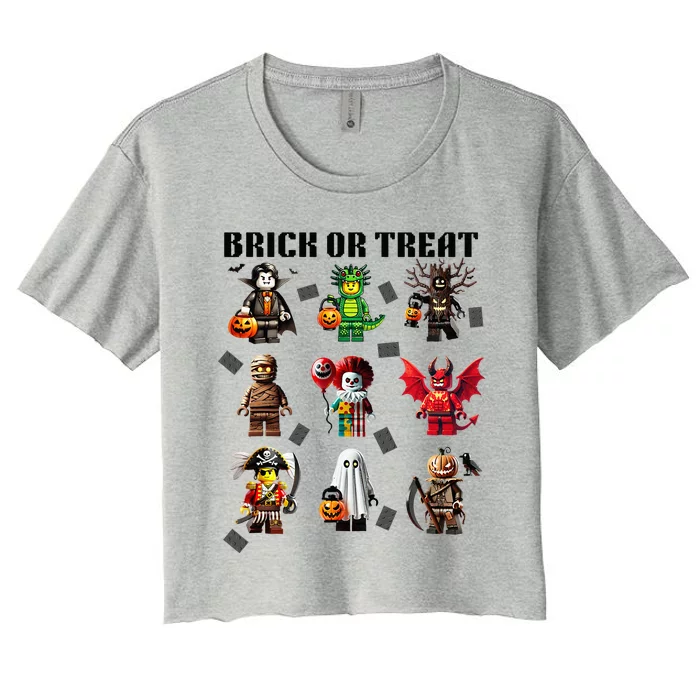 Building Bricks Halloween Brick Or Treat Costume Monsters Women's Crop Top Tee