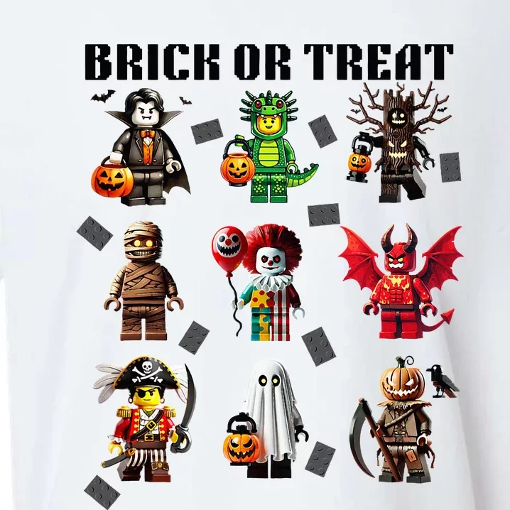 Building Bricks Halloween Brick Or Treat Costume Monsters Sueded Cloud Jersey T-Shirt