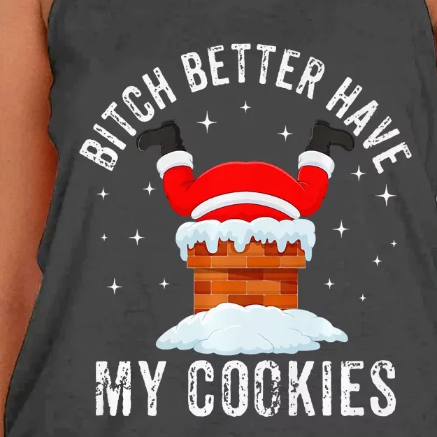 Bitch Better Have My Cookies Santa Adult Christmas Pajama PJ Women's Knotted Racerback Tank