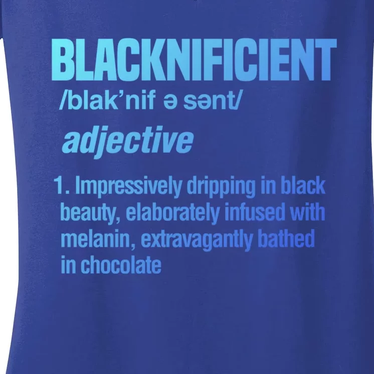 Blacknificent Black History Afro American African Pride Cool Gift Women's V-Neck T-Shirt