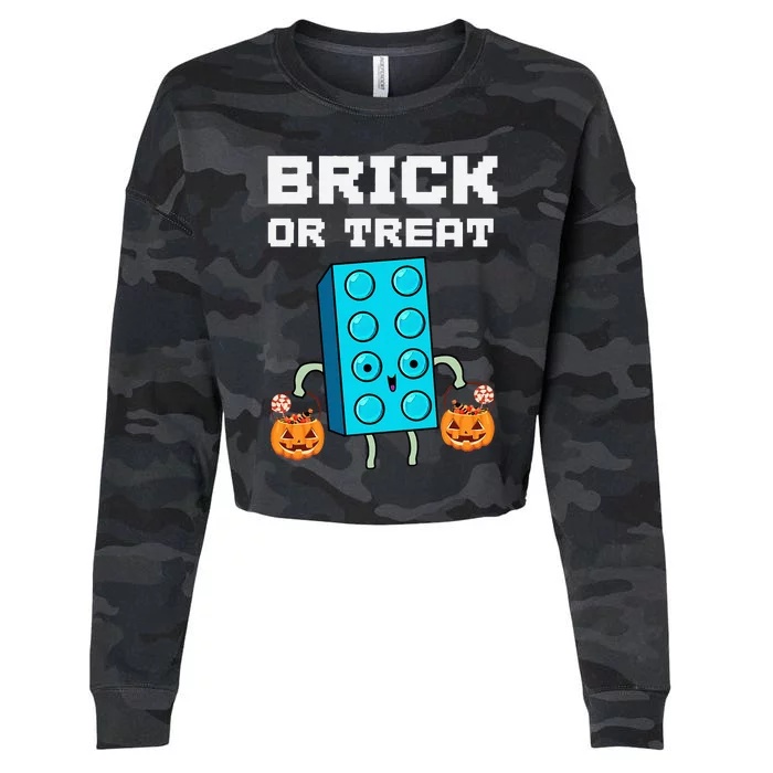 Block Building Halloween Brick Or Treat Master Builder Design Is An Ideal Gift F Cropped Pullover Crew