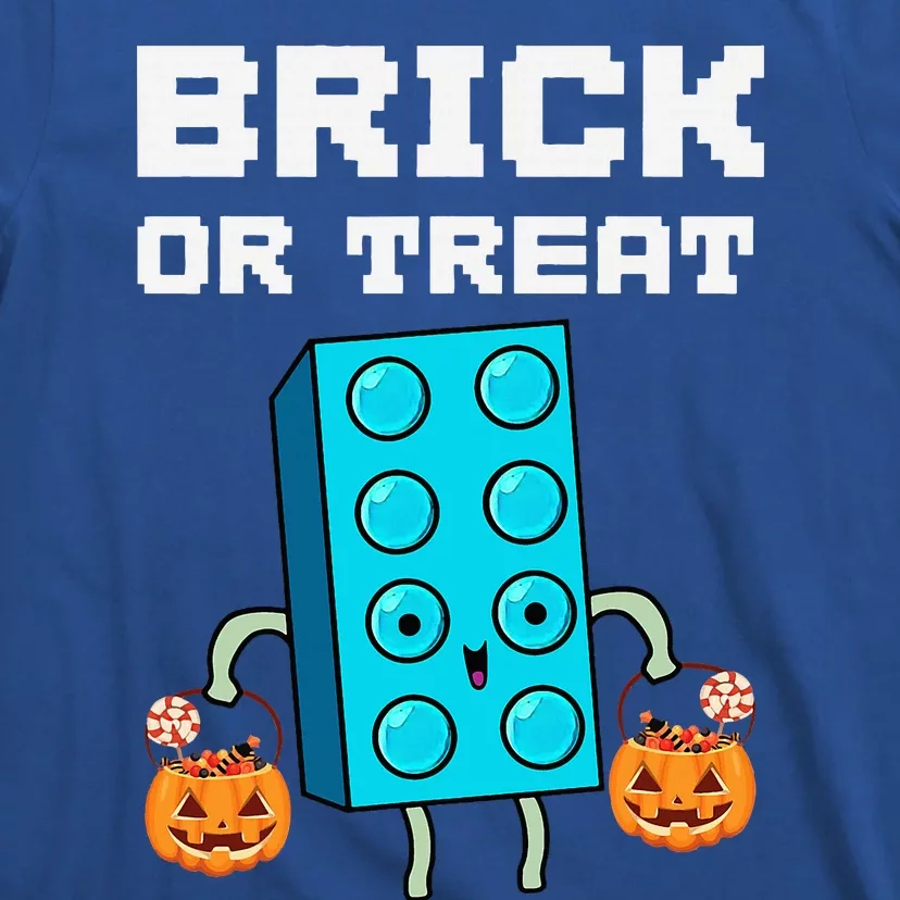 Block Building Halloween Brick Or Treat Master Builder Design Is An Ideal Gift F T-Shirt